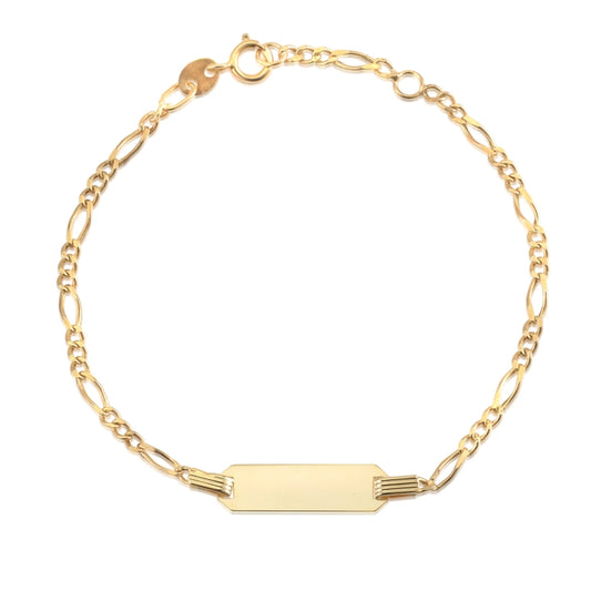 14k Gold Id Bracelet Engravable Girls Boys Kids Baby Figaro