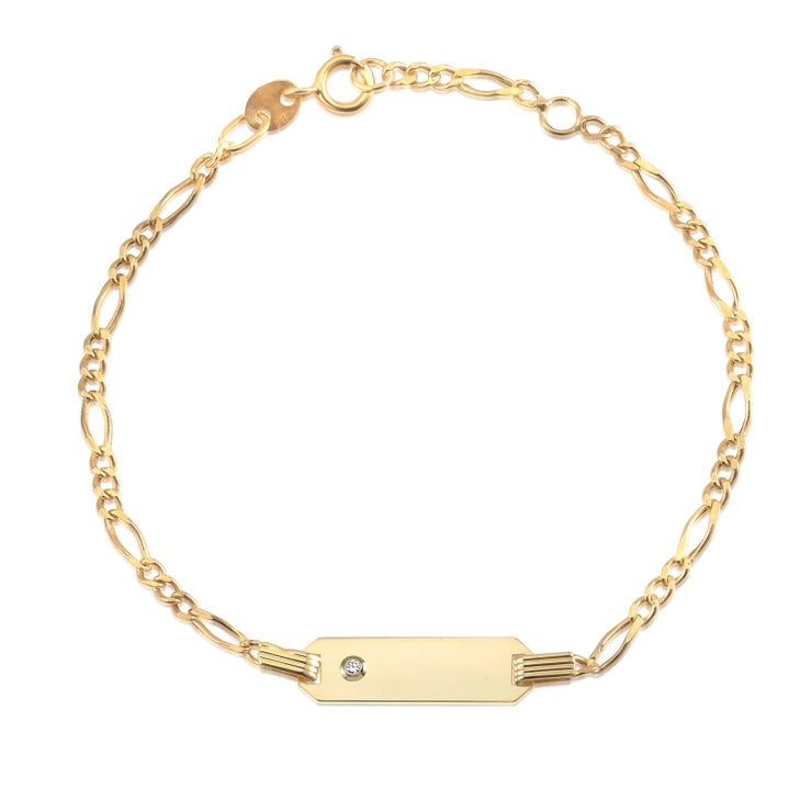 14k Gold Id Bracelet Engravable Girls Boys Kids Baby Figaro