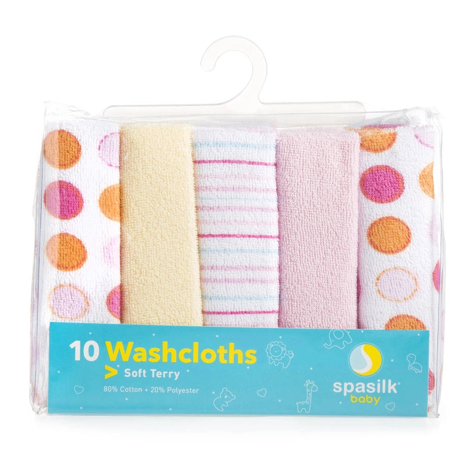 10 Pack Washcloth - Pink Dots