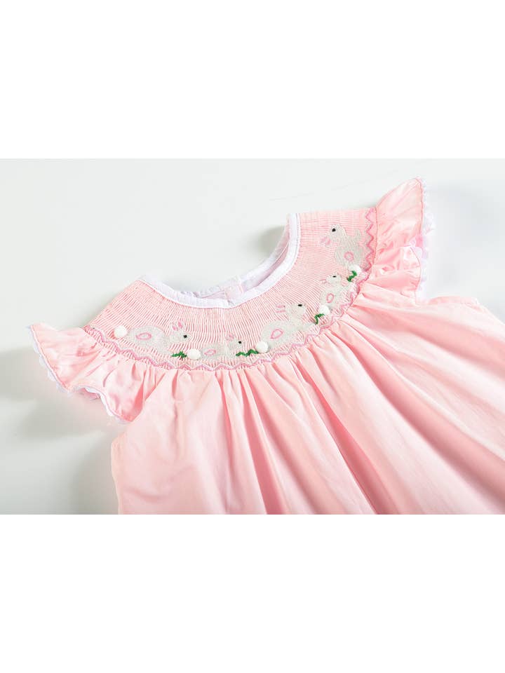 Light Pink Easter Bunny Smocked Baby Playsuit