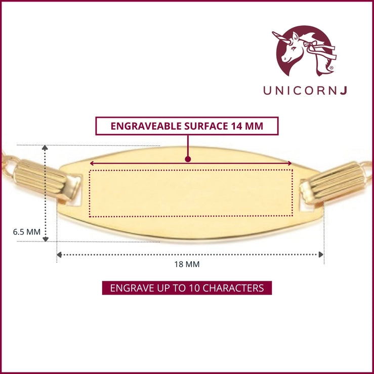 14k Gold Id Bracelet Engravable Girls Boys Kids Baby Figaro