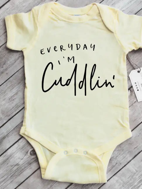 Everyday I'M Cuddling Cotton Baby Bodysuit: Multiple Colors