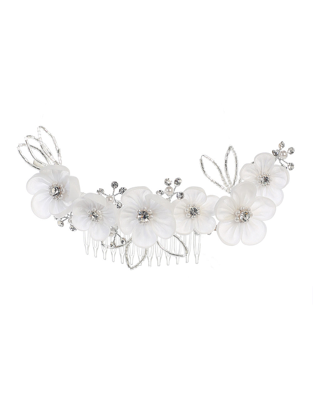 Organza Flower with Rhinestone Center Bridal Hairpiece