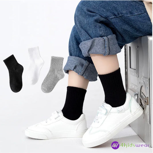 2023 New High Quality Children Pure Cotton Students School Socks Sports White Kids Socks for Boys Girls