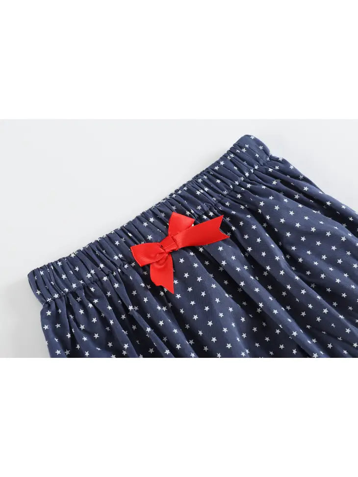 Navy American Flag Top and Bloomer Baby and Toddler Set