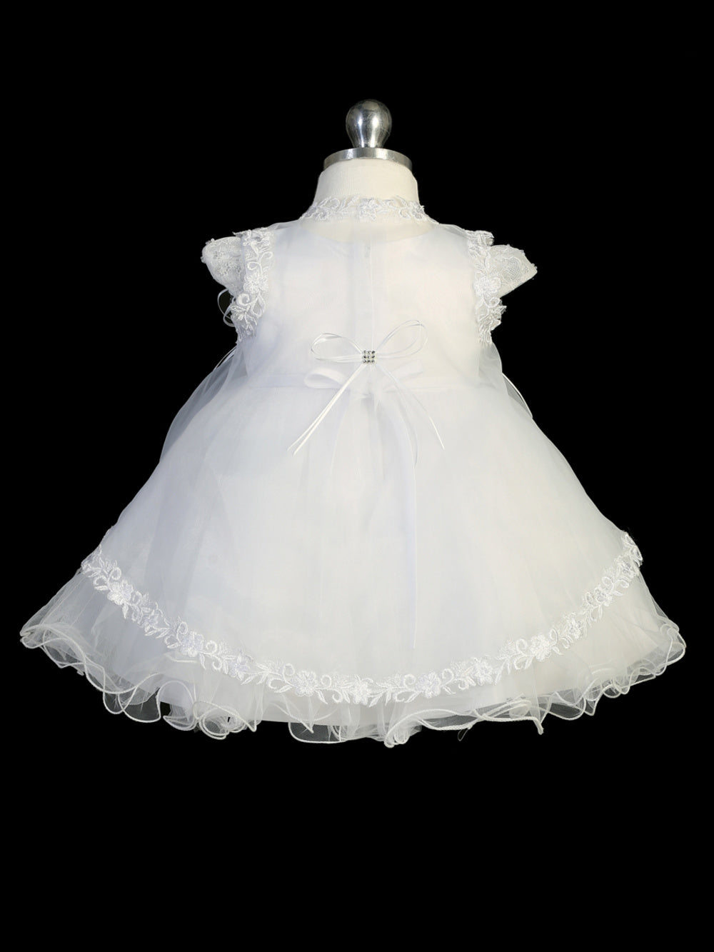 Infant Criss Cross Beaded Bodice Dress with Tulle Skirt, Matching Vest is Included (5788S)