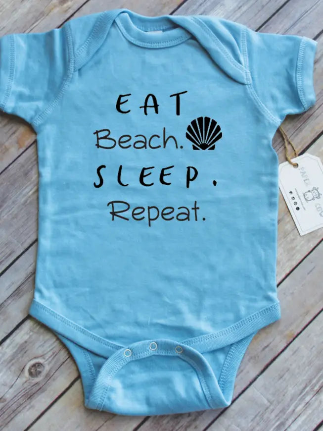 Eat Beach Sleep Cotton Baby Bodysuit: Multiple Colors