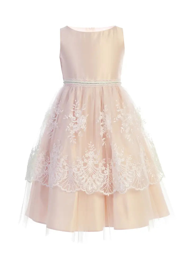 Satin and lace peplum with tulle