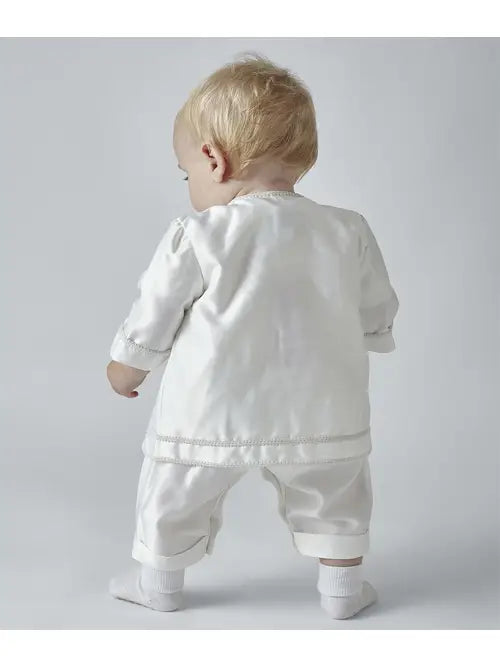 3 piece boys Christening set, Jacket, Romper & Hat
