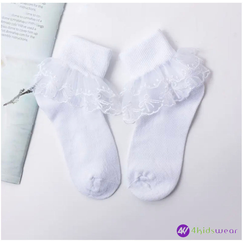 Pure white colors girls white ruffle