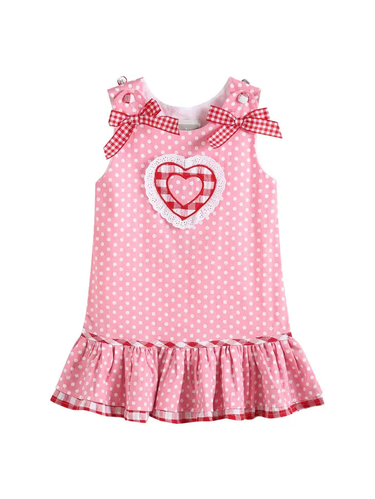 Red and Pink Heart Ruffle Dress