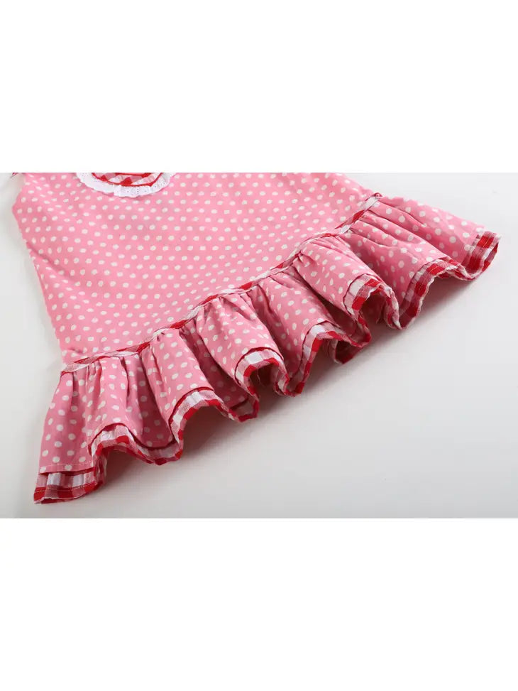 Red and Pink Heart Ruffle Dress