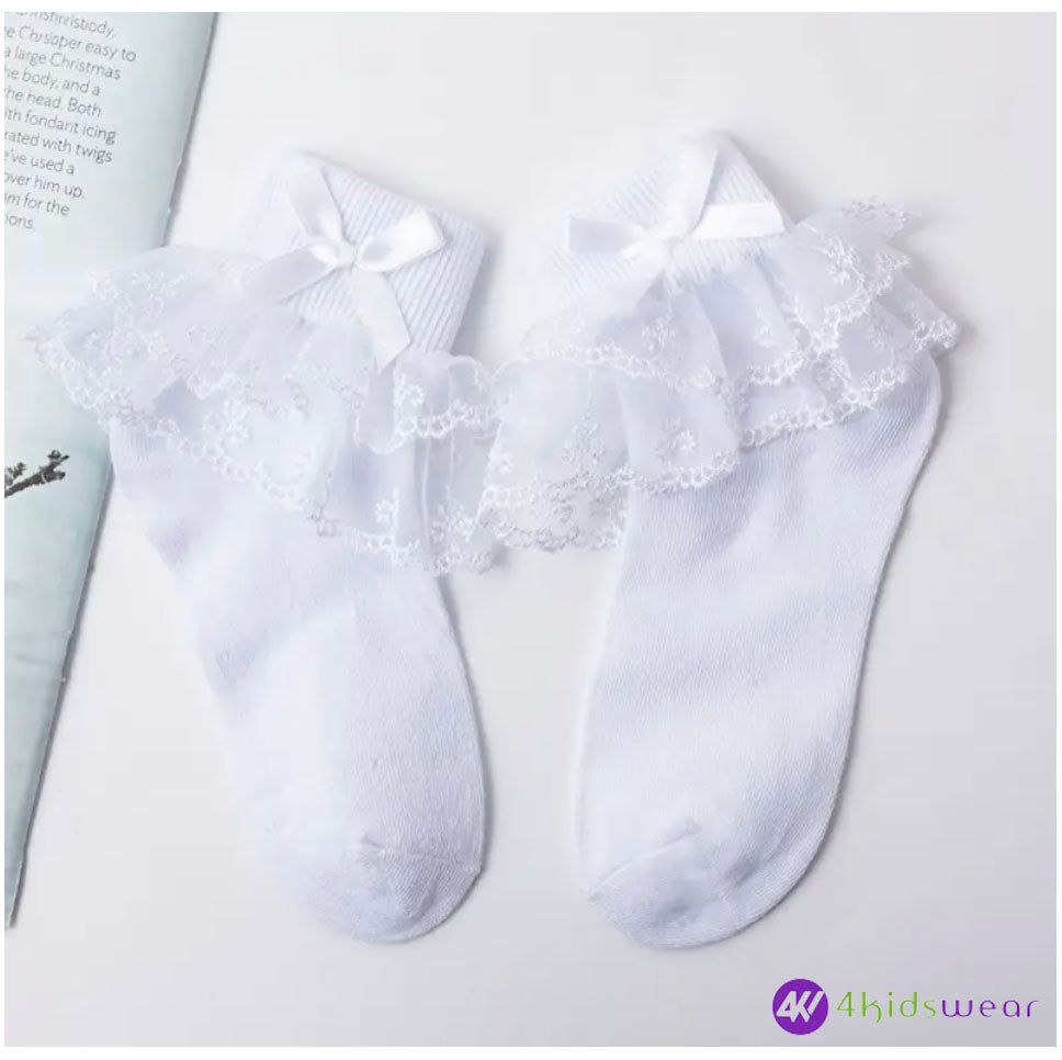 Pure white colors girls white ruffle