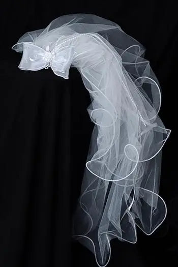 Comb Bow Veil - White