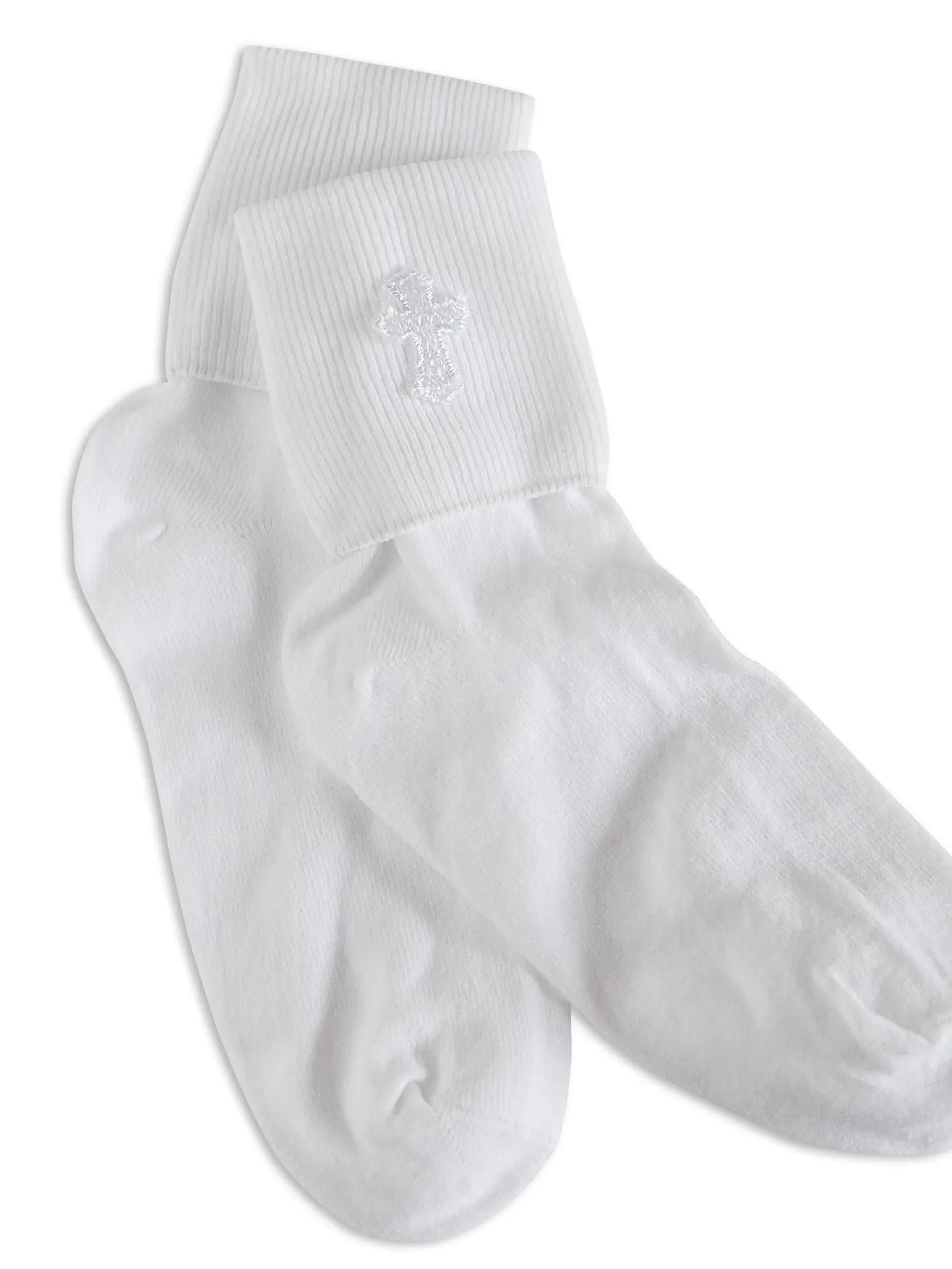 White Unisex First Communion Dress Socks with Cross