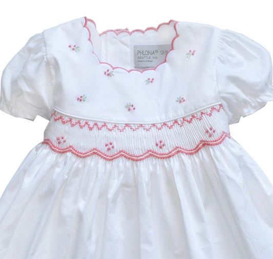 White Hand Smocked Girls Liberty Dress