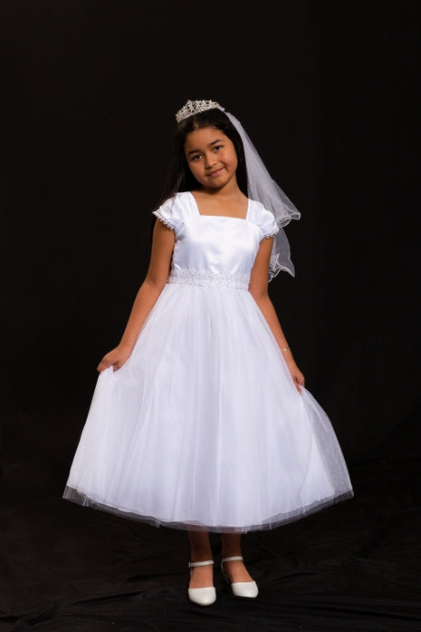 Pleated cap sleeve dress