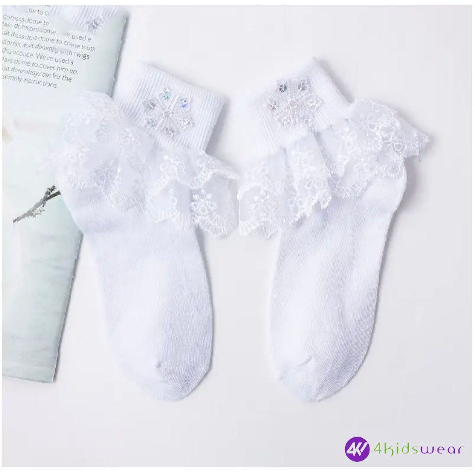 Pure white colors girls white ruffle