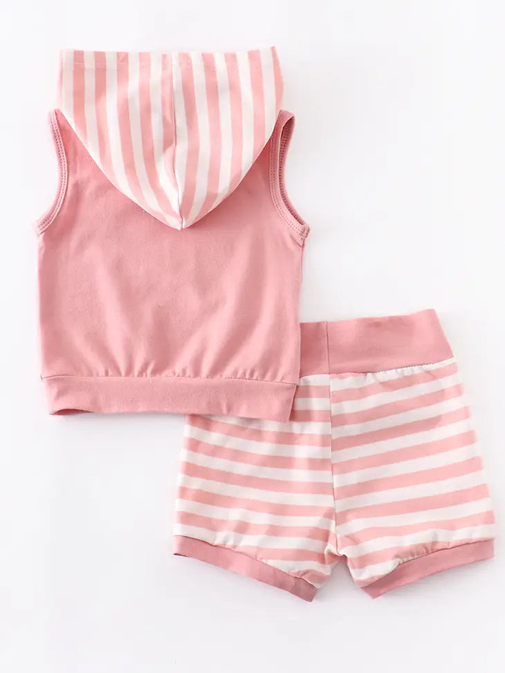 Stripe Hoodie Baby Shorts Set