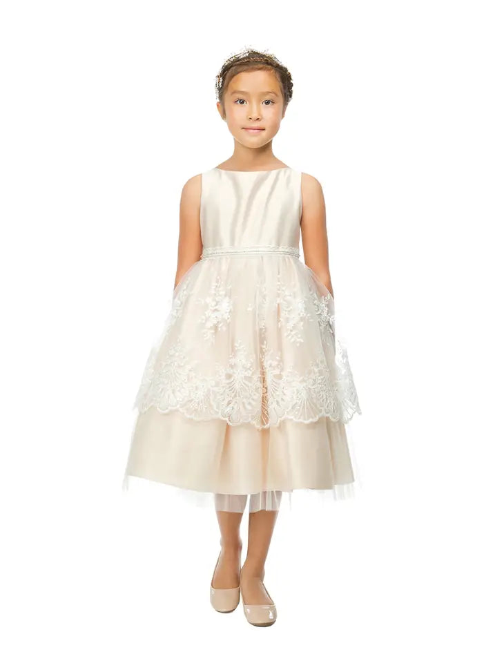 Satin and lace peplum with tulle