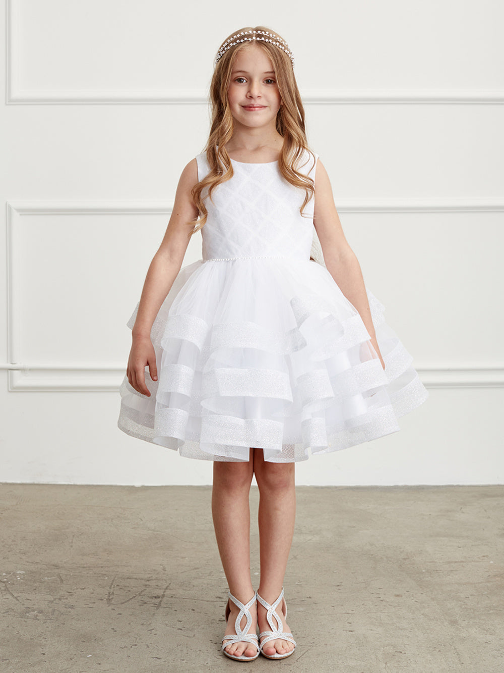 Short Dress with Glitter Horse Hair Ruffles (5829)