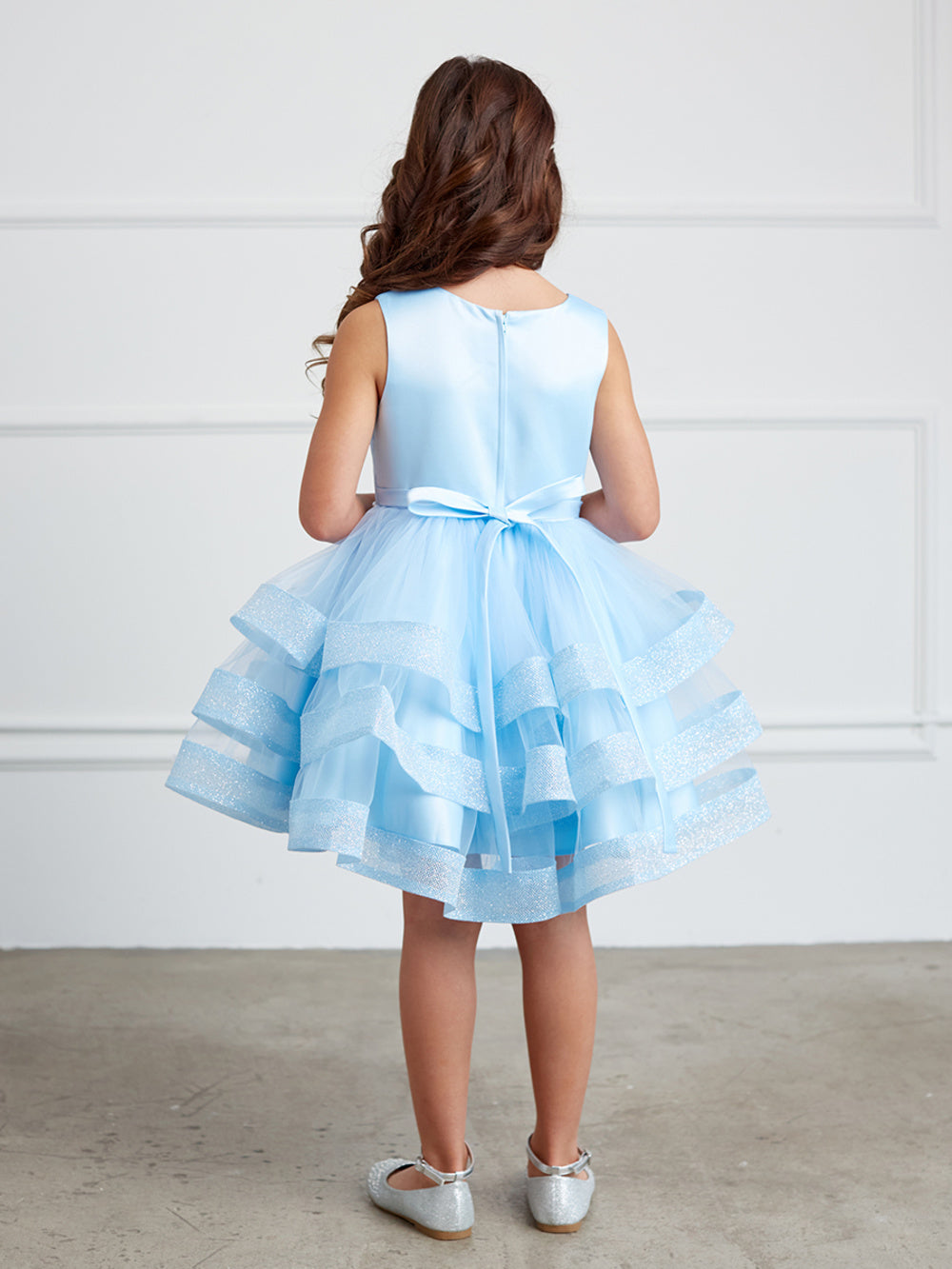 Short Dress with Glitter Horse Hair Ruffles (5829)