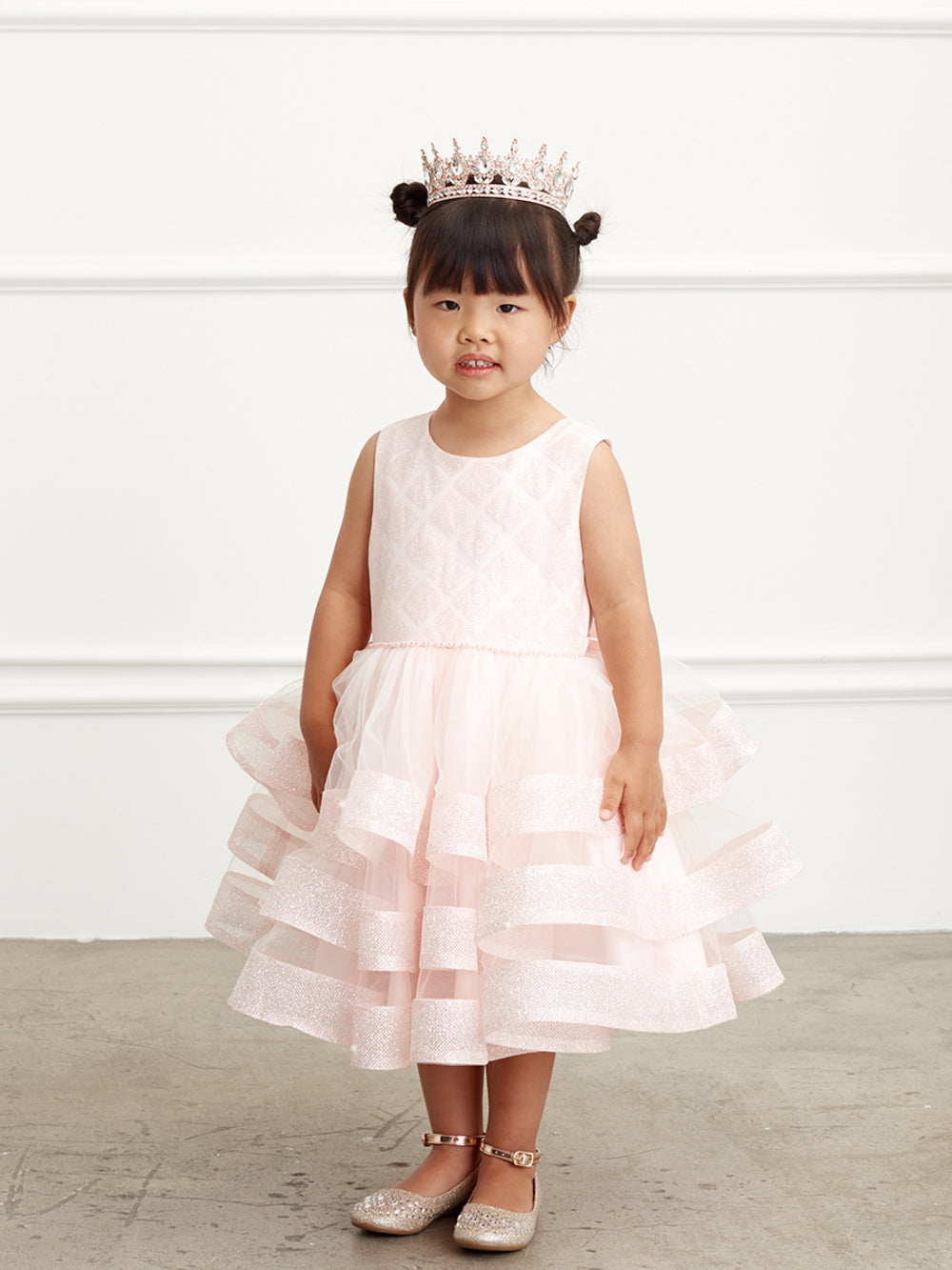 Short Dress with Glitter Horse Hair Ruffles (5829)