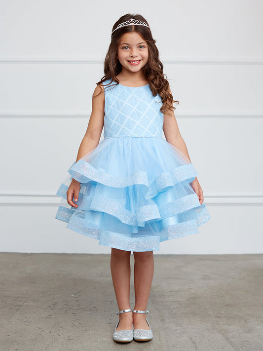 Short Dress with Glitter Horse Hair Ruffles (5829)