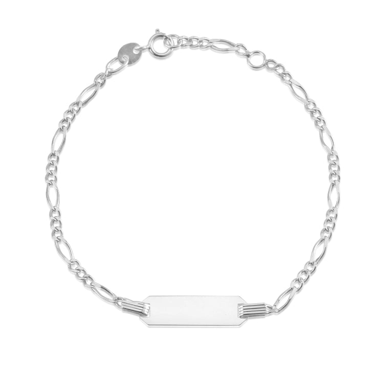 14k Gold Id Bracelet Engravable Girls Boys Kids Baby Figaro