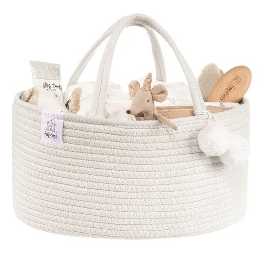 Rope Diaper Caddy- Off-White