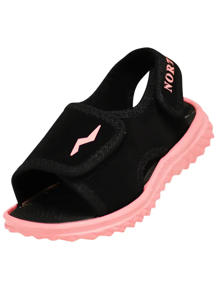 Norty - Toddler Youth Boys and Girls Adjustable Strap Sport Sandal 41832 - Black/Fuchsia