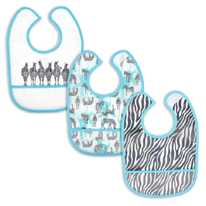 3 Pack Peva Bib: Zebra