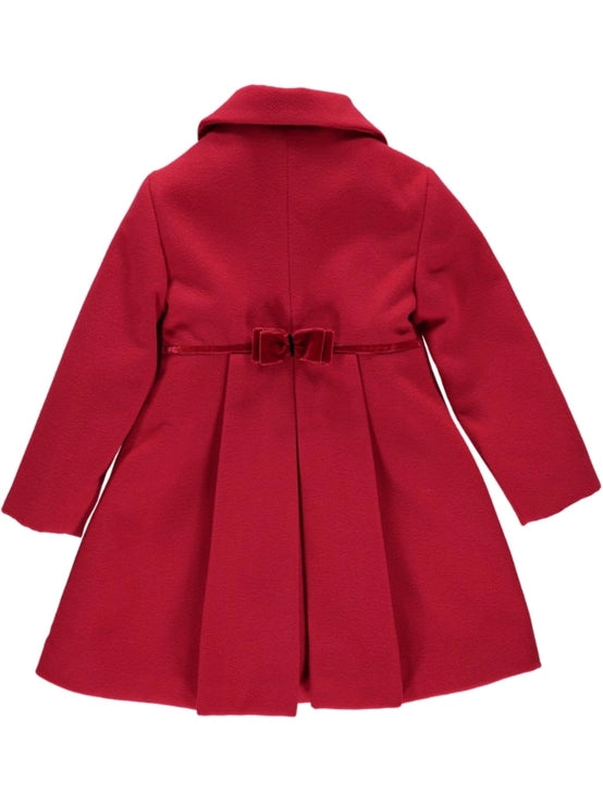 Long Red Coat with Embroidered Bows