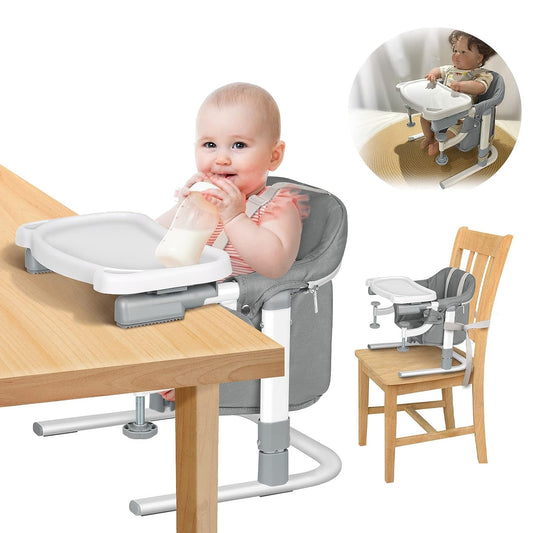 Free Standing Floor Seat 3 in 1 Baby Booster High Chair with Tray Feeding Seat for Table Hook On Chair