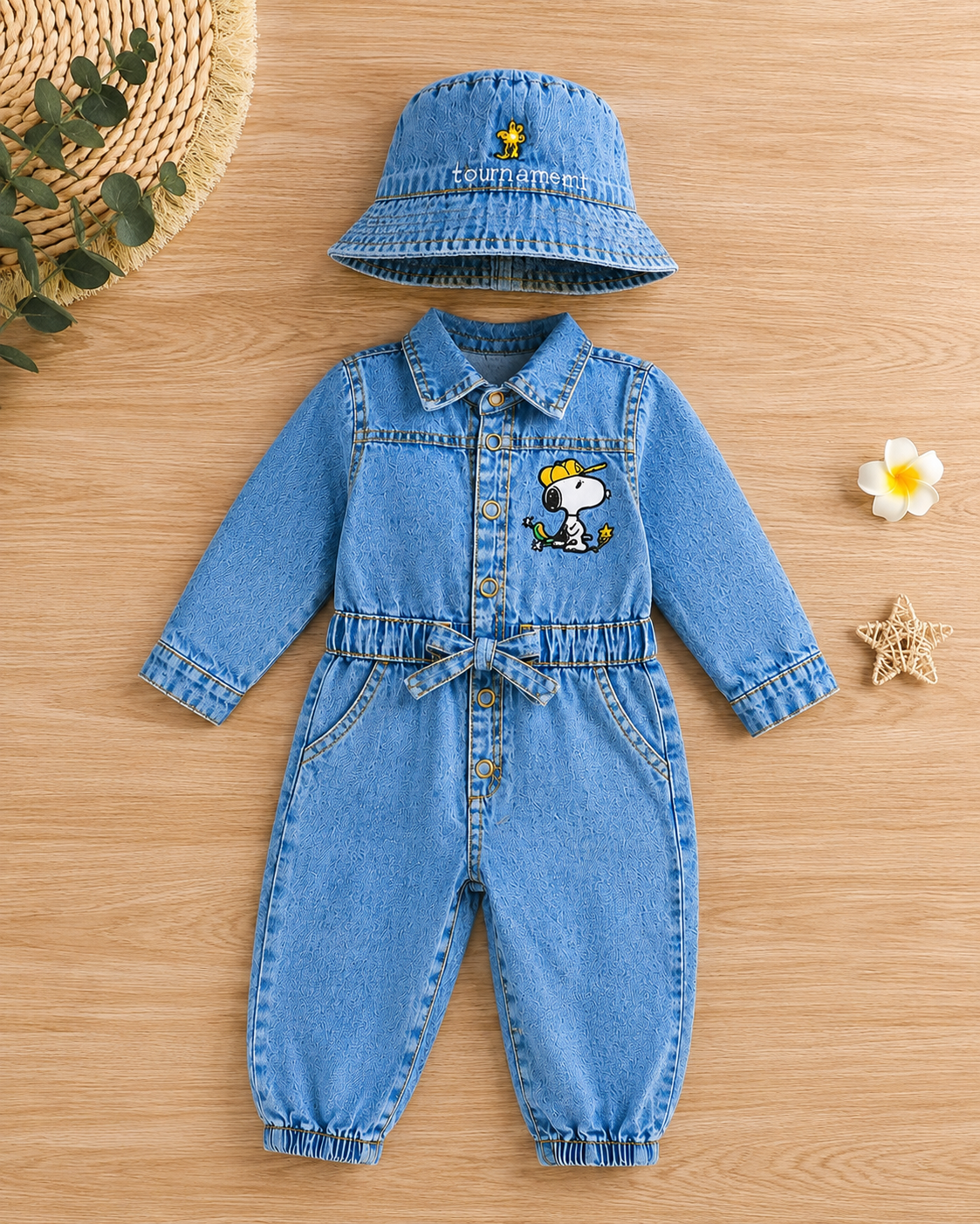 Snoopy Denim Jumpsuit Set