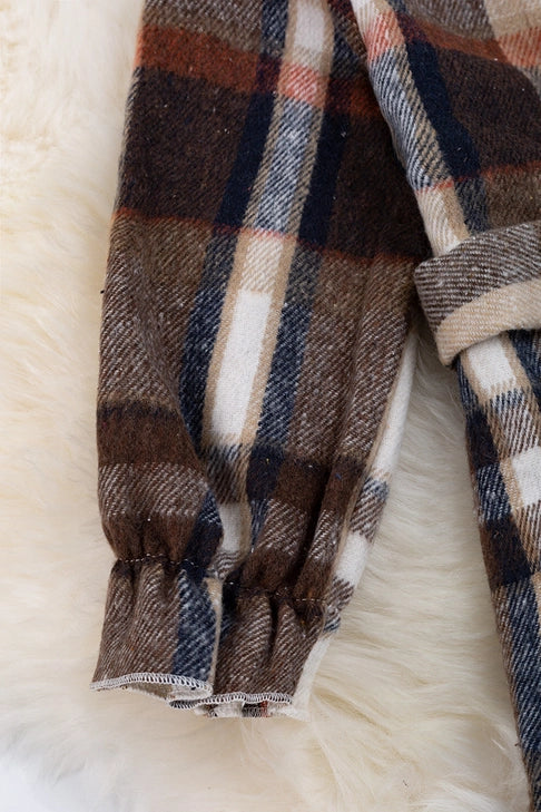 Girls Brown Plaid Dress/Cardigan with Belt. TPG60133005 Mary