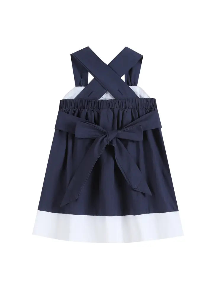 Navy and Gold Christmas Scene Baby A-Line Dress