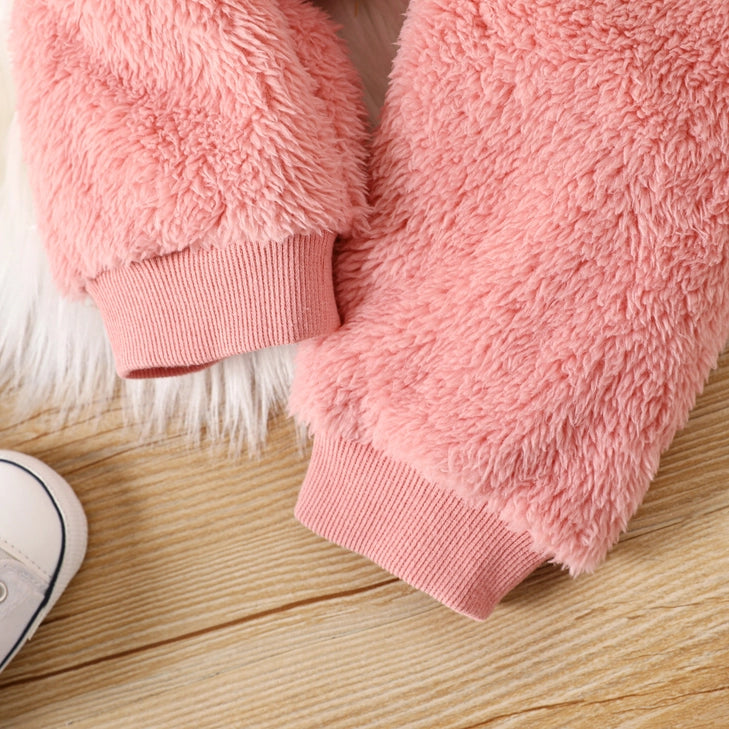 2pcs Baby Boy/Girl Thermal Fuzzy Pullover and Pants Set