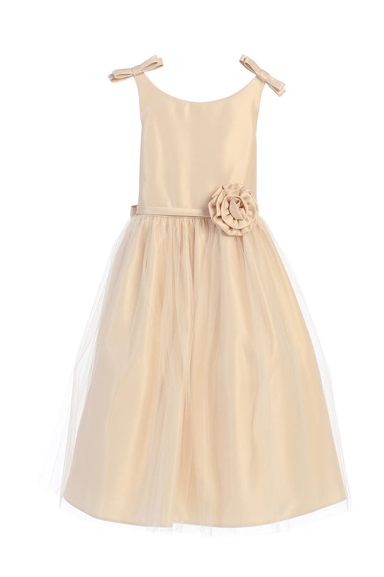 Satin & Tulle with Double Bow Shoulder