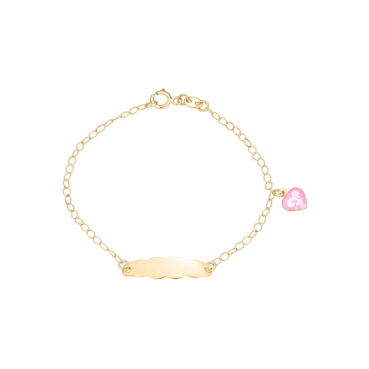 14k Gold Id Bracelet Engravable Girls Boys Kids Baby Figaro