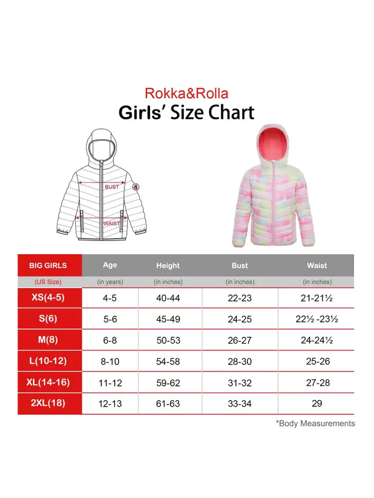 Girls' Reversible Lightweight Puffer Jacket
