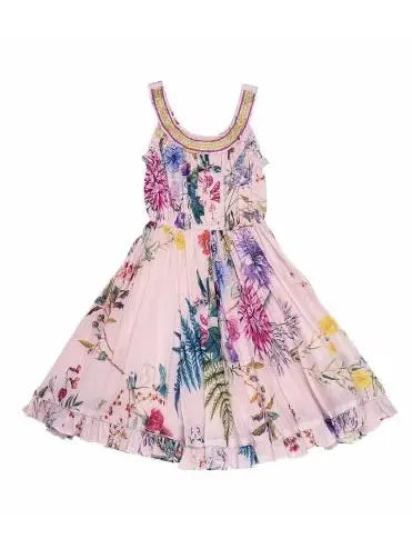 Necklace Dress Hand Beaded - Pink Floral