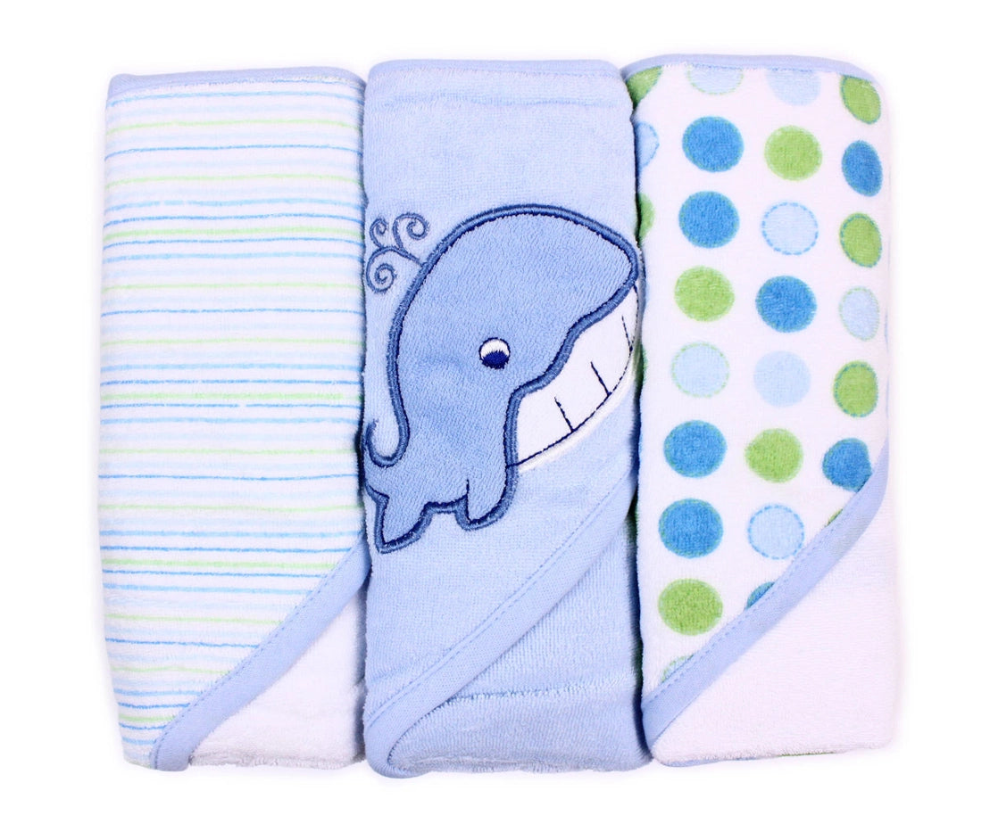3 Hooded Towel Set - Blue Whale