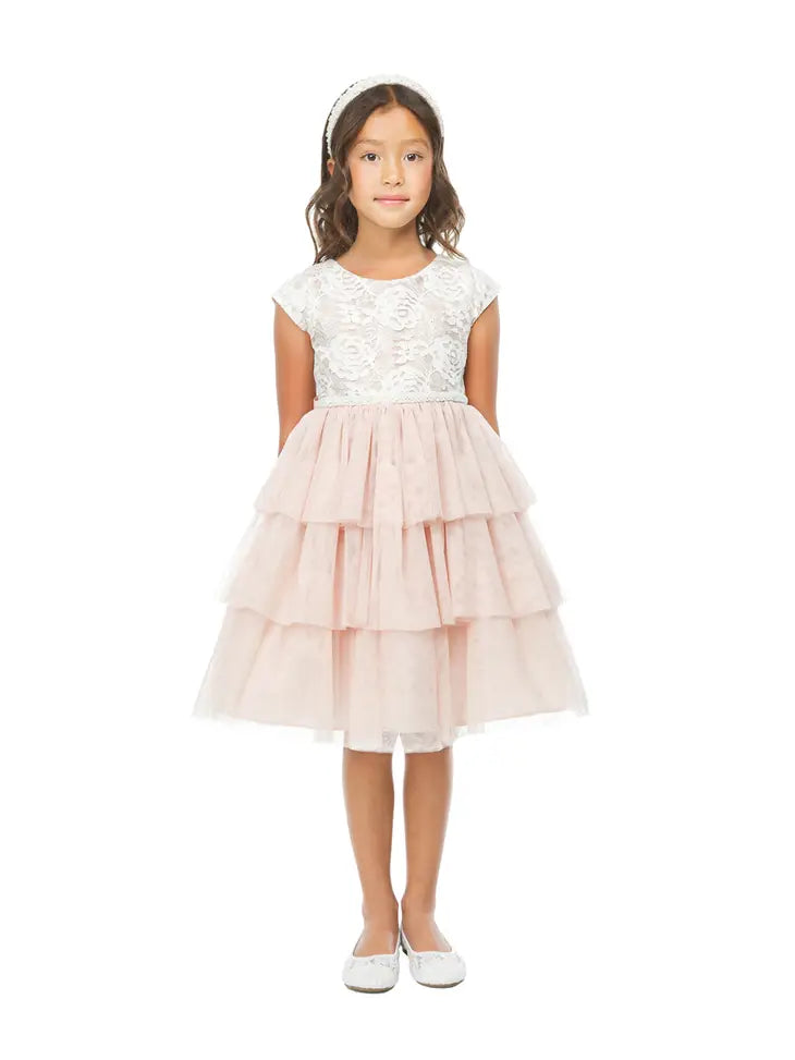 Sweet Lace & Tiered Mesh with Pearl Waist