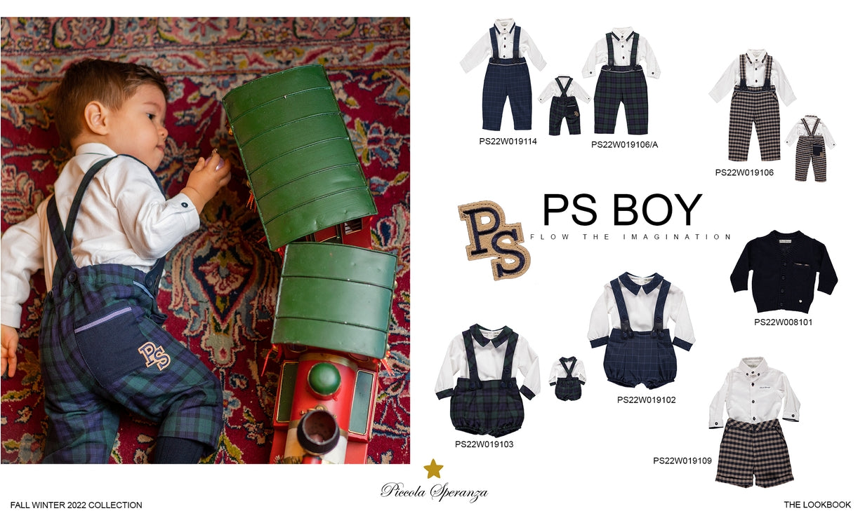 Set of White Shirt and Brown Plaid Shorts