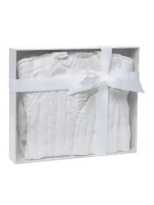 White Boxed Cardigan & Beanie Set