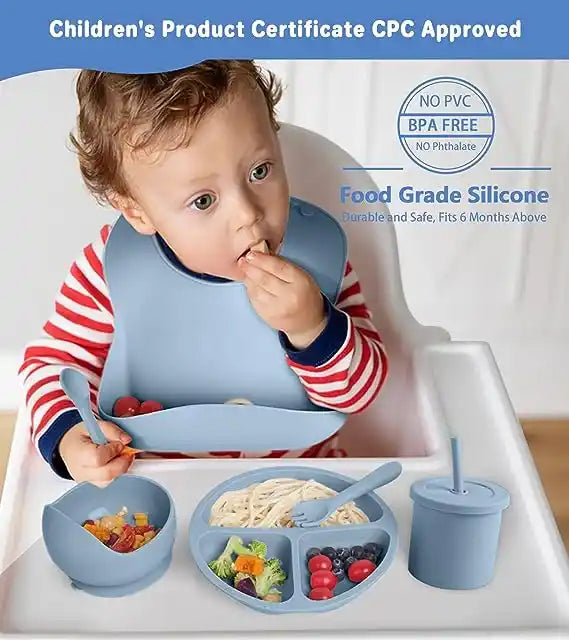 Baby Feedings Tableware Set Supplies 100% Food Grade Bpa Free Silicone Dinnerware Baby Bowl with Suction