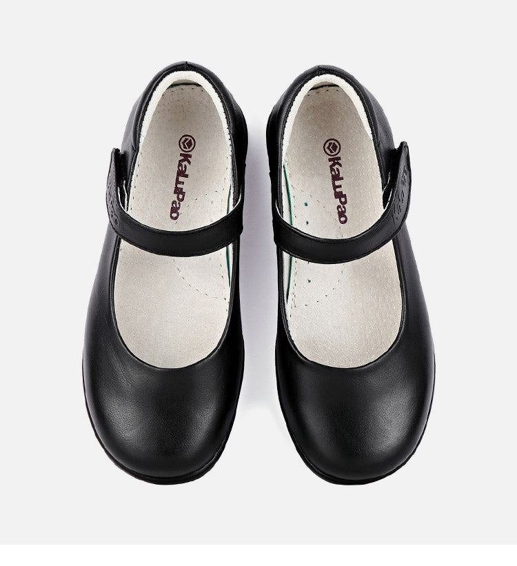 KALUPAO Girl's Mary Jane School Uniform Shoes Kids Leather