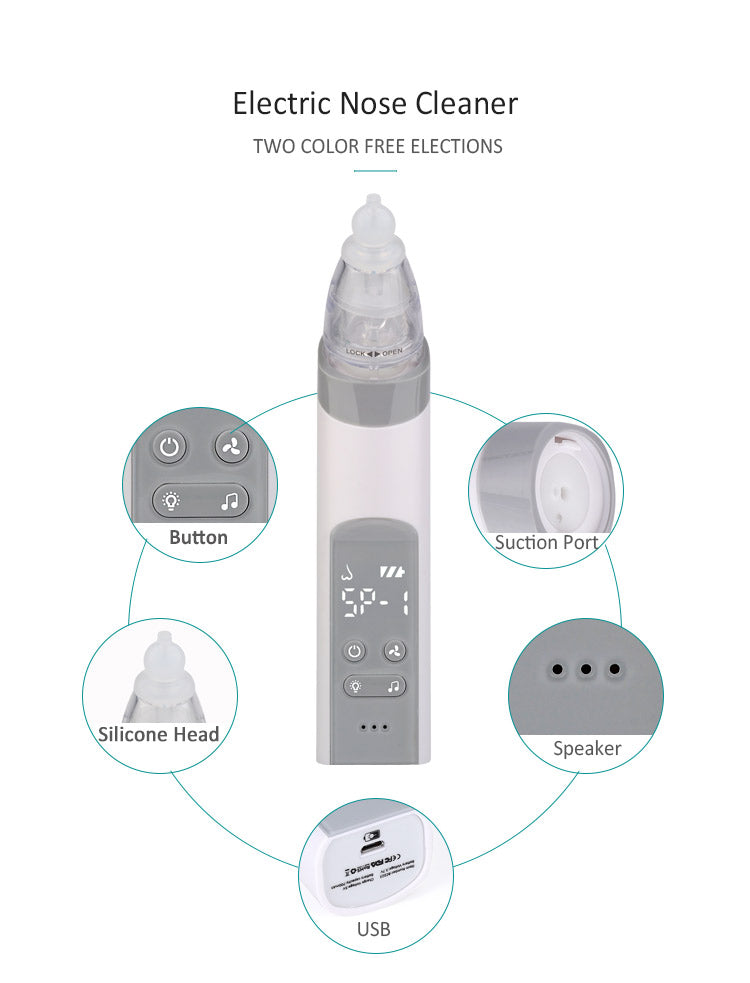Baby Nasal Aspirator Electric Nose Cleaner 2 Sizes of Nose Tips & Levels Of Suction Safe Hygienic For Newborns And Toddler