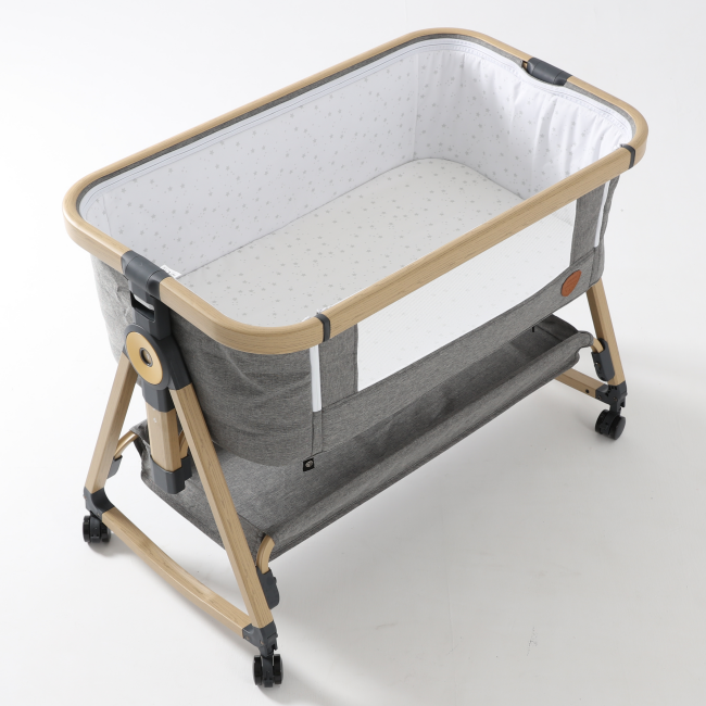 Baby Portable Gery/Bule Bed Foldable Swinging Crib Bedside Cradle Swing Bassinet